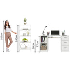 Escritorio de Oficina Alaska 136 cm + Mueble Estante Librero Blanco Madesa
