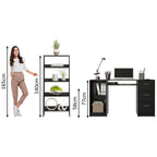 Escritorio de Oficina 136 cm Alaska + Mueble Estante Librero Negro Madesa