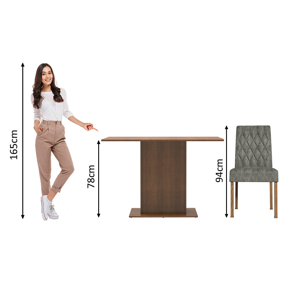 Juego de Comedor Tainá con 2 Sillas Marrón/Plateado