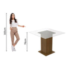 Juego de Comedor Dallas con 4 Sillas Encimera Cuadrada de Cristal Marrón/Negro Sintético