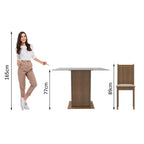Juego de Comedor Madesa Maya con 4 Sillas y Encimera Cuadrada de Cristal MarrónBeige