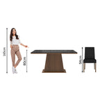 Juego de Comedor Sabrina con 4 Sillas - Tablero de Madera y Cubierta de Cristal Marrón/Negro/Oxford
