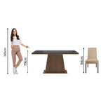 Juego de Comedor Sabrina con 4 Sillas - Tablero de Madera y Cristal Marrón/Negro/Imperial