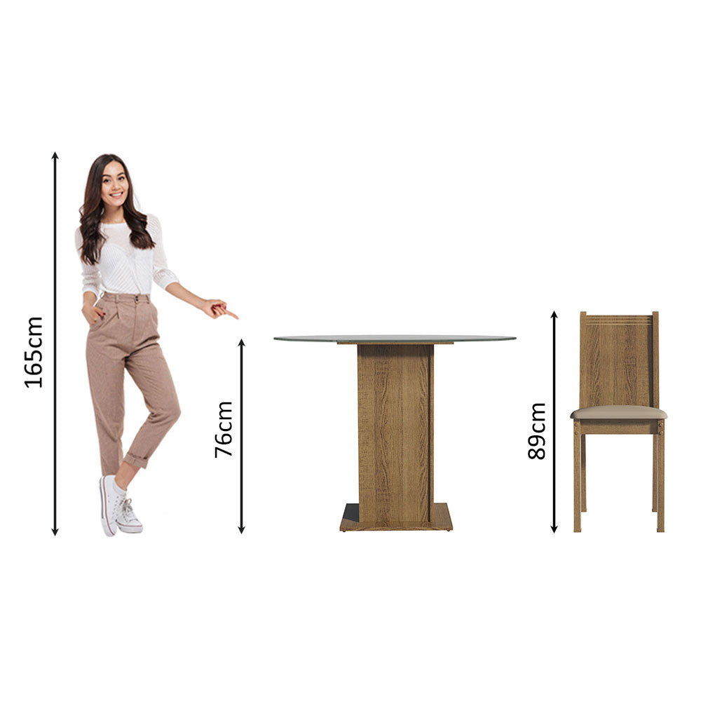 Juego de Comedor Débora con 4 Sillas - Encimera Redonda de Cristal
