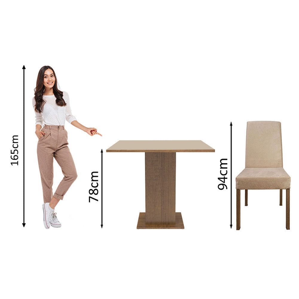 Juego de Comedor Deise con 4 Sillas Marrón/Crema/Imperial