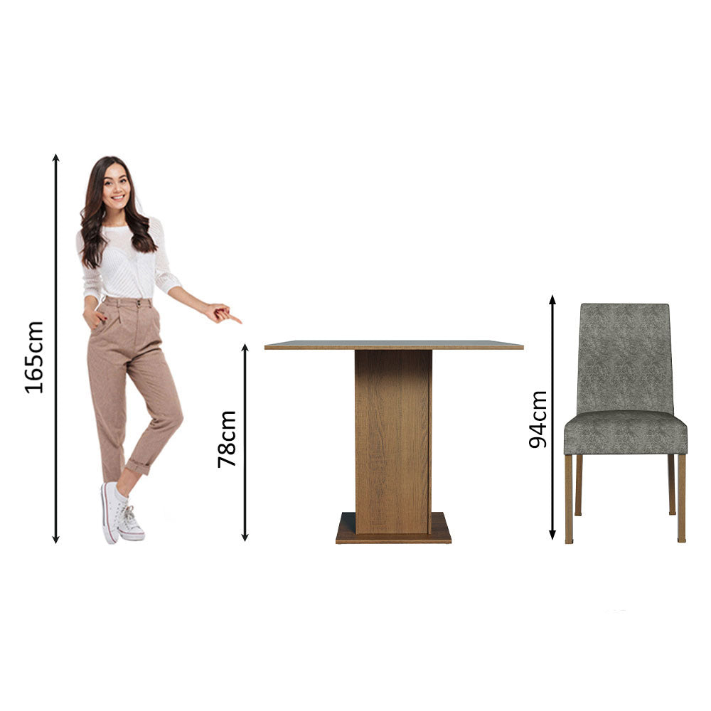 Juego de Comedor Karina con 4 Sillas Marrón/Gris/Plateado