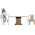 Juego de Comedor Avril con 4 Sillas - Tablero de Madera y Cubierta de Cristal Marrón/Crema/Imperial