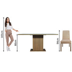 Juego de Comedor Avril con 4 Sillas - Tablero de Madera y Cubierta de Cristal Marrón/Gris/Imperial