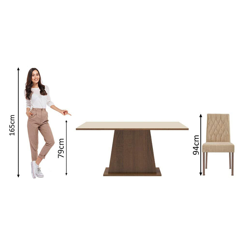 Juego de Comedor Ashley con 4 Sillas Marrón/Crema/Imperial