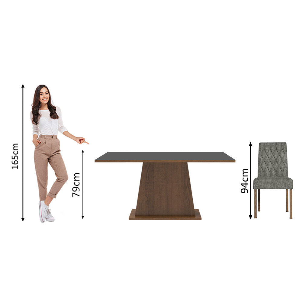 Juego de Comedor Ashley con 4 Sillas Marrón/Negro/Plateado