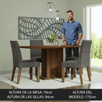 Juego de Comedor Keila con 4 Sillas Marrón/Plateado