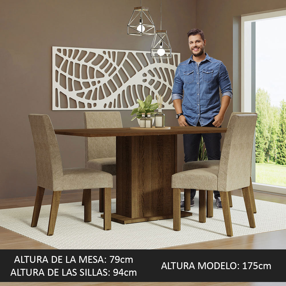 Juego de Comedor Keila con 4 Sillas Marrón/Imperial