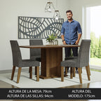 Juego de Comedor Keila con 4 Sillas Marrón/Crema/Plateado