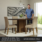 Juego de Comedor Keila con 4 Sillas Marrón/Negro/Imperial