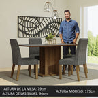 Juego de Comedor Keila con 4 Sillas Marrón/Gris/Plateado
