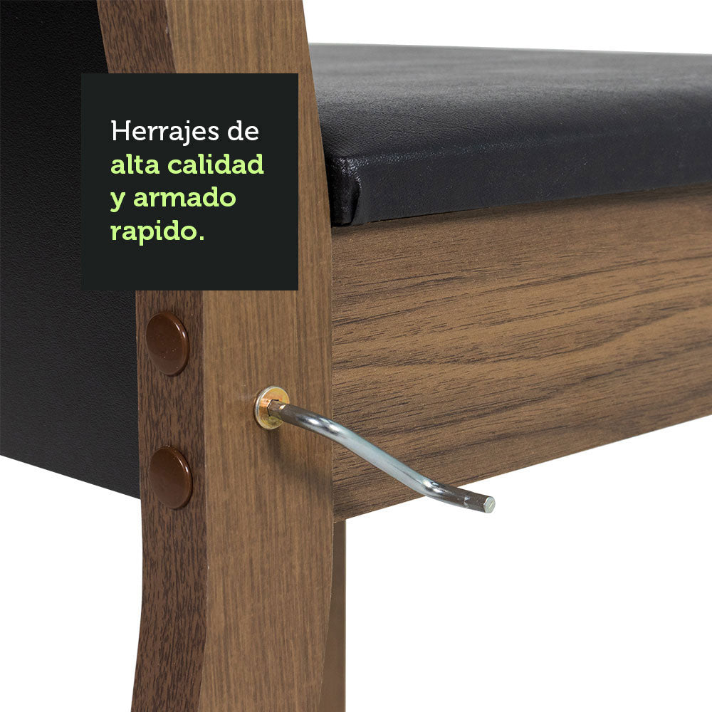 Juego de Comedor Elisa con 4 Sillas Marrón/Negro