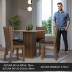 Juego de Comedor Samara con 4 Sillas Marrón/Crema/Negro