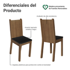 Juego de Comedor Samara con 4 Sillas Marrón/Negro