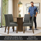 Juego de Comedor Ivy con 4 Sillas Encimera Cuadrada de Cristal Marrón/Plateado