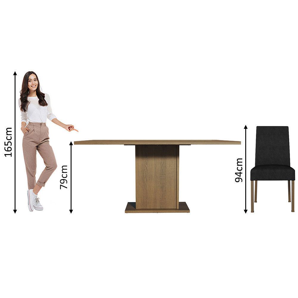 Juego de Comedor Keila con 4 Sillas Marrón/Oxford