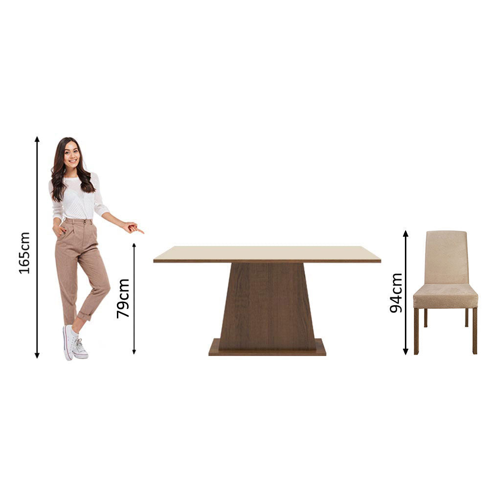 Juego de Comedor Luciana con 6 Sillas Marrón/Crema/Imperial
