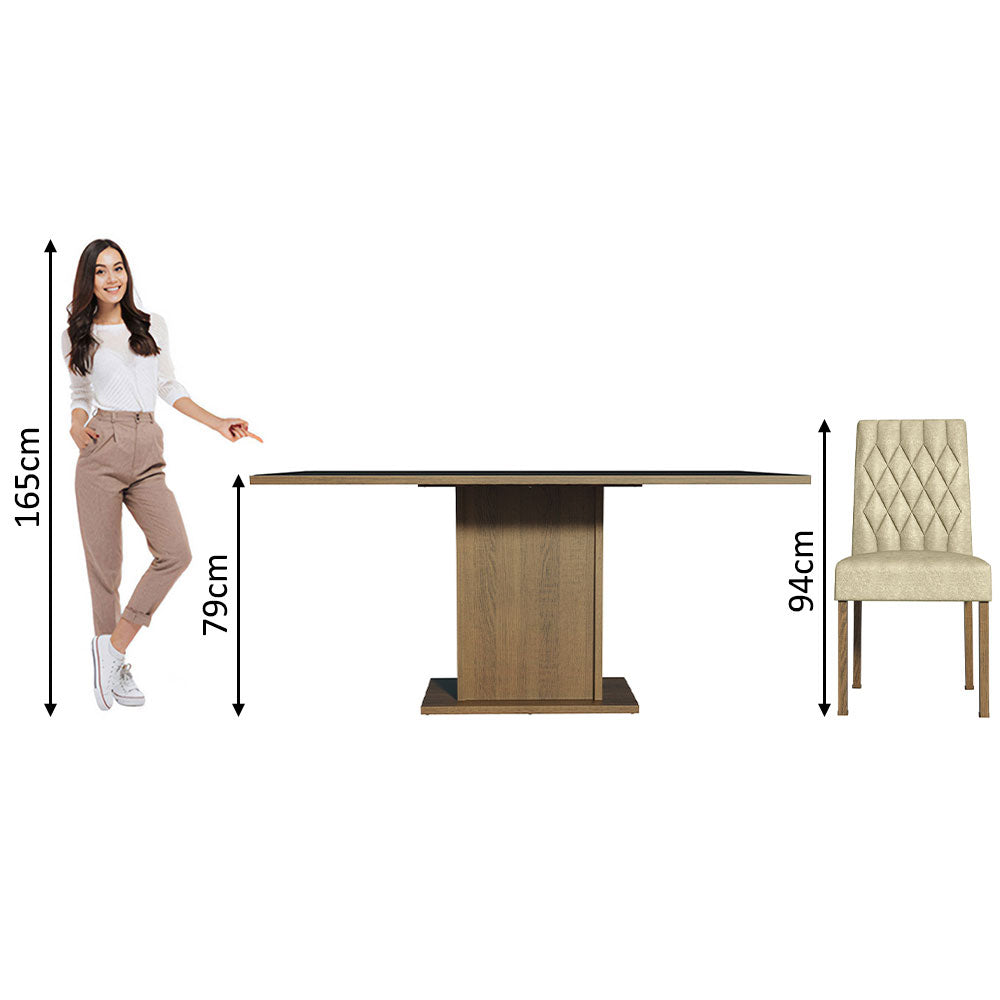 Juego de Comedor Hanna con 6 Sillas Marrón/Negro/Imperial