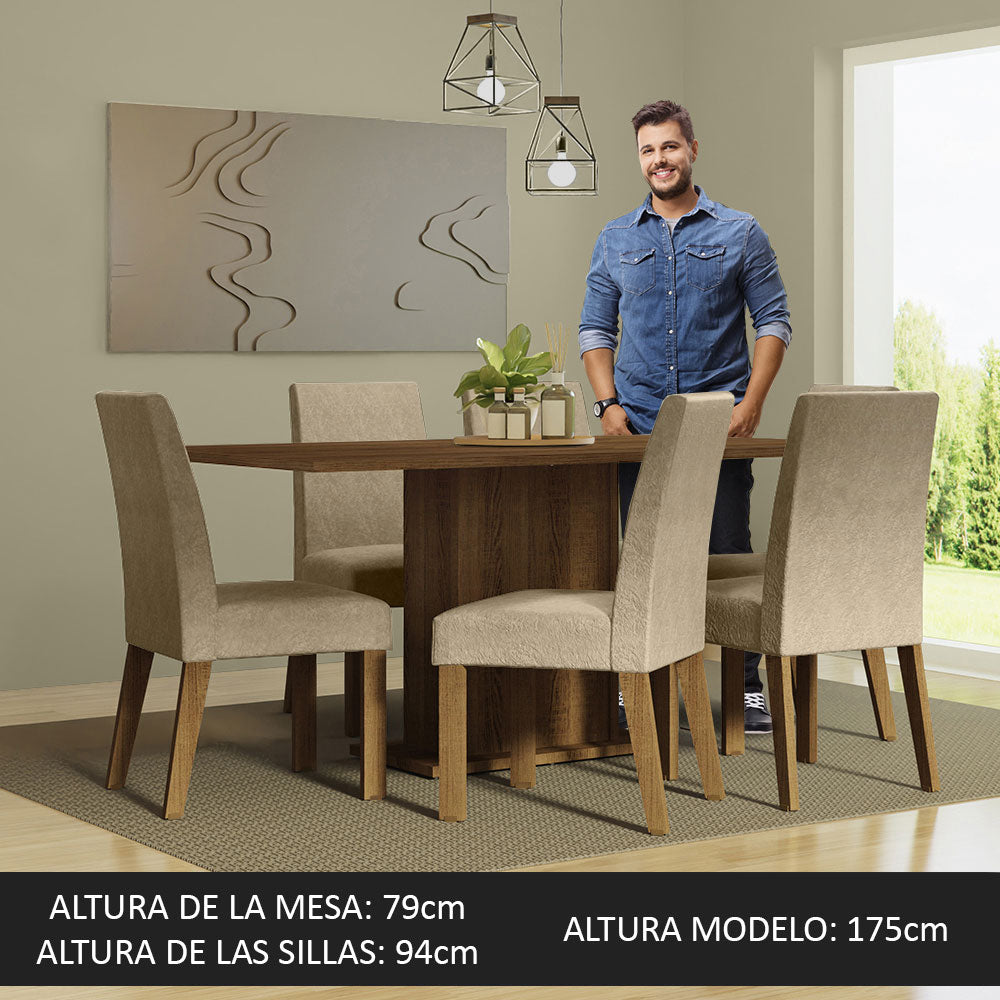 Juego de Comedor Renata con 6 Sillas Marrón/Imperial