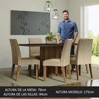Juego de Comedor Renata con 6 Sillas Marrón/Negro/Imperial