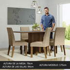 Juego de Comedor Renata con 6 Sillas Marrón/Gris/Imperial