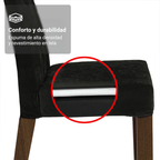 Juego de Comedor Stéfani con 6 Sillas - Tablero de Madera y Cubierta de Cristal Marrón/Negro/Oxford