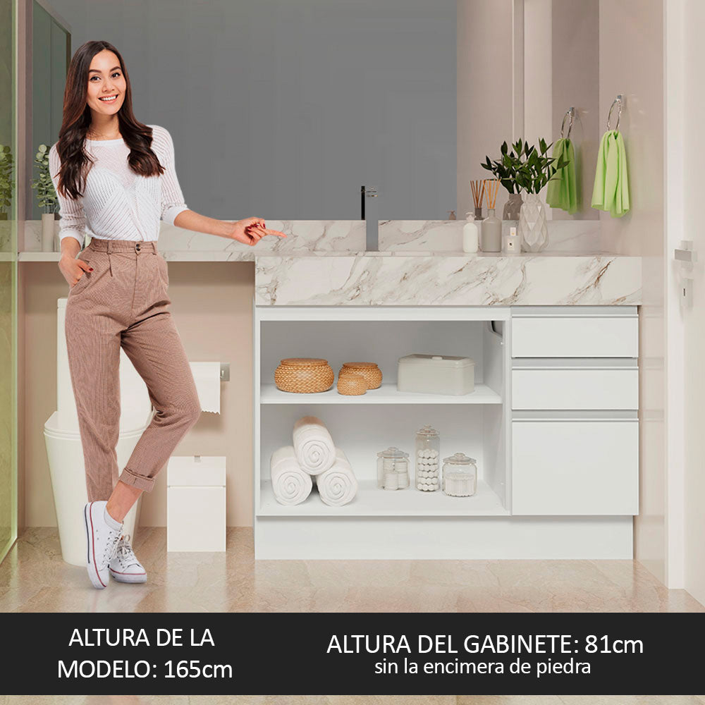 Mueble para Baños 120 cm 2 Puertas 3 Cajones Blanco Madesa
