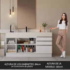 Kit 3 Muebles para Baño 180 cm 3 Puertas 3 Cajones con Encimeras