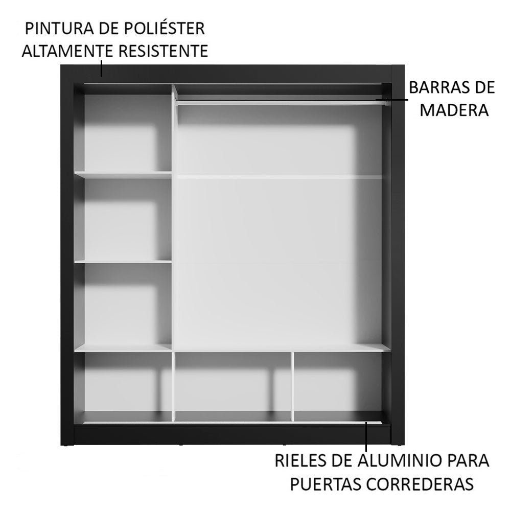 Closet Monaco 3 Puertas Corredizas 2 Espejos