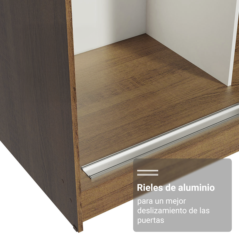 Clóset Reno 3 Puertas Corredizas 2 Espejos Marrón/Negro 180 cm x 205 cm x 54 cm