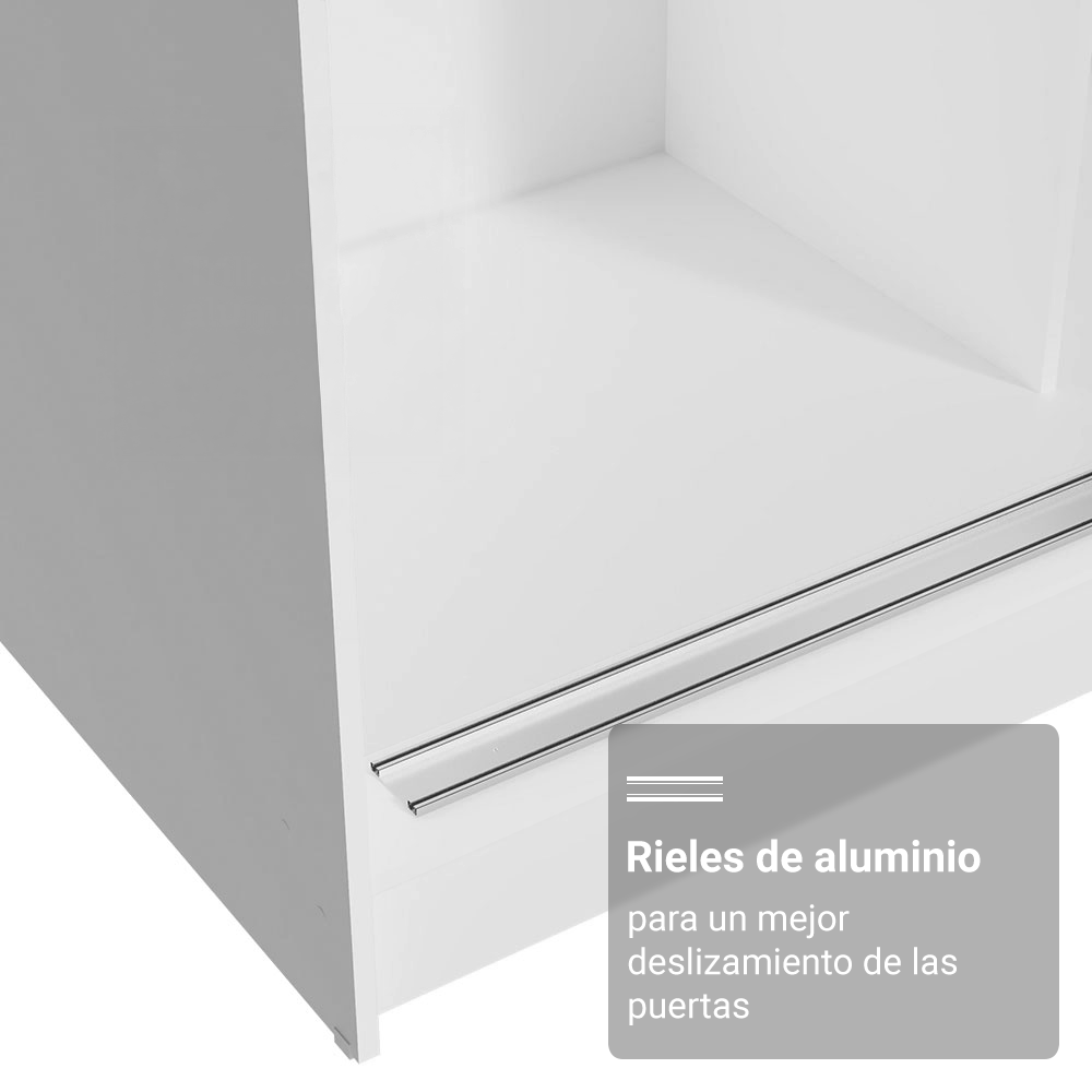 Clóset Reno 3 Puertas Corredizas con Espejos Blanco/Marrón 180 cm x 205 cm x 54 cm