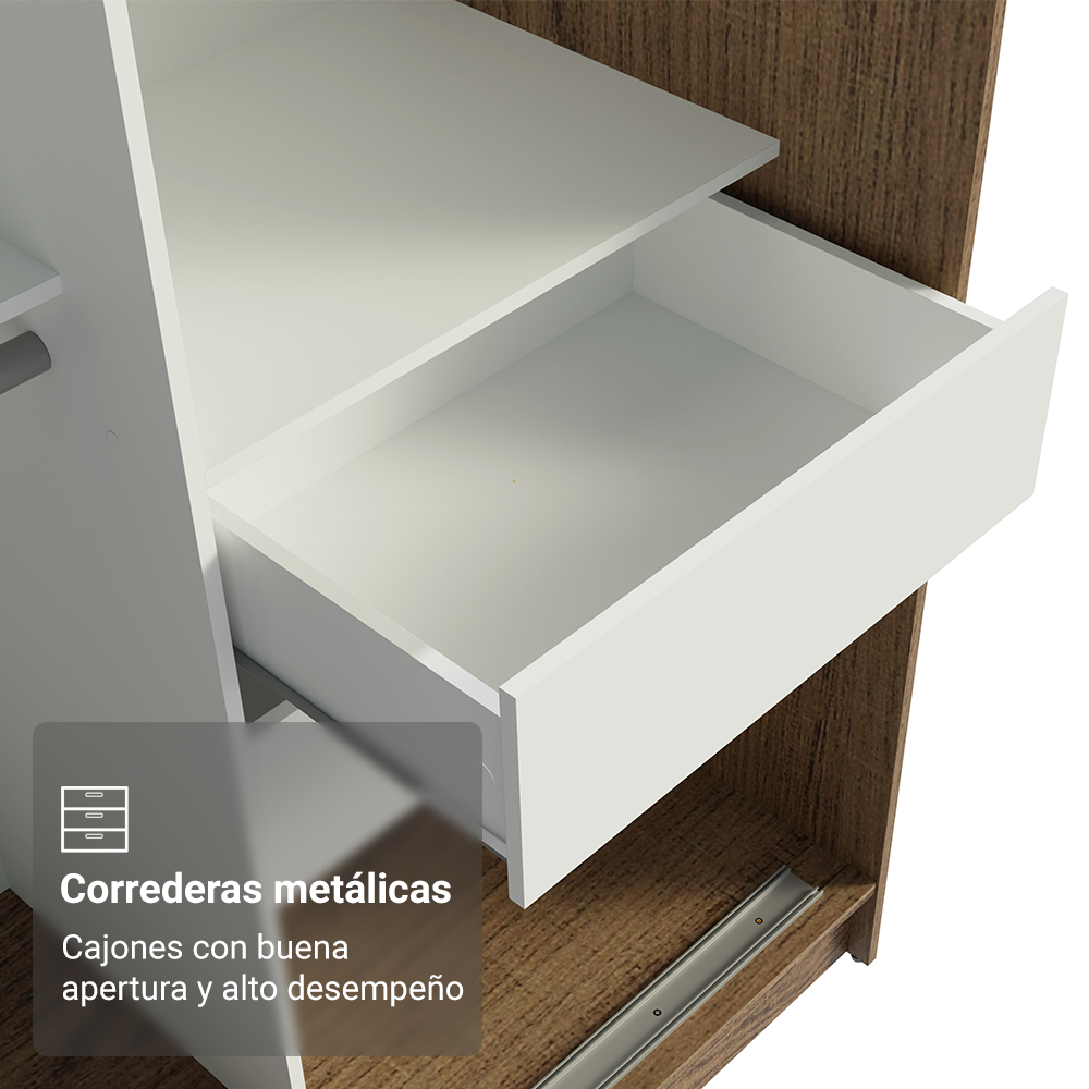 Clóset Tokio 2 Puertas Corredizas 1 Espejo Marrón 218 cm x 109 cm x 54 cm
