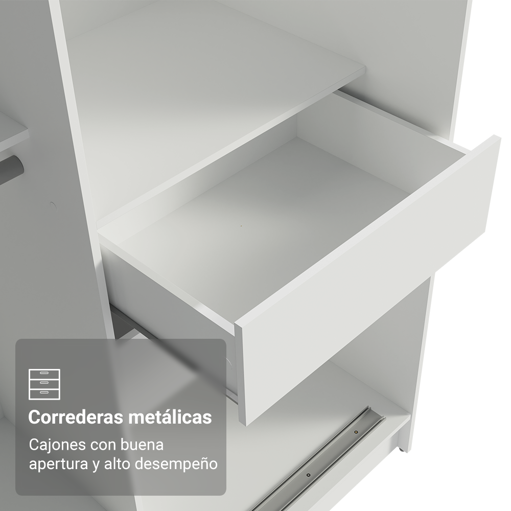 Clóset Tokio 2 Puertas Corredizas 1 Espejo Blanco/Marrón 218 cm x 109 cm x 54 cm