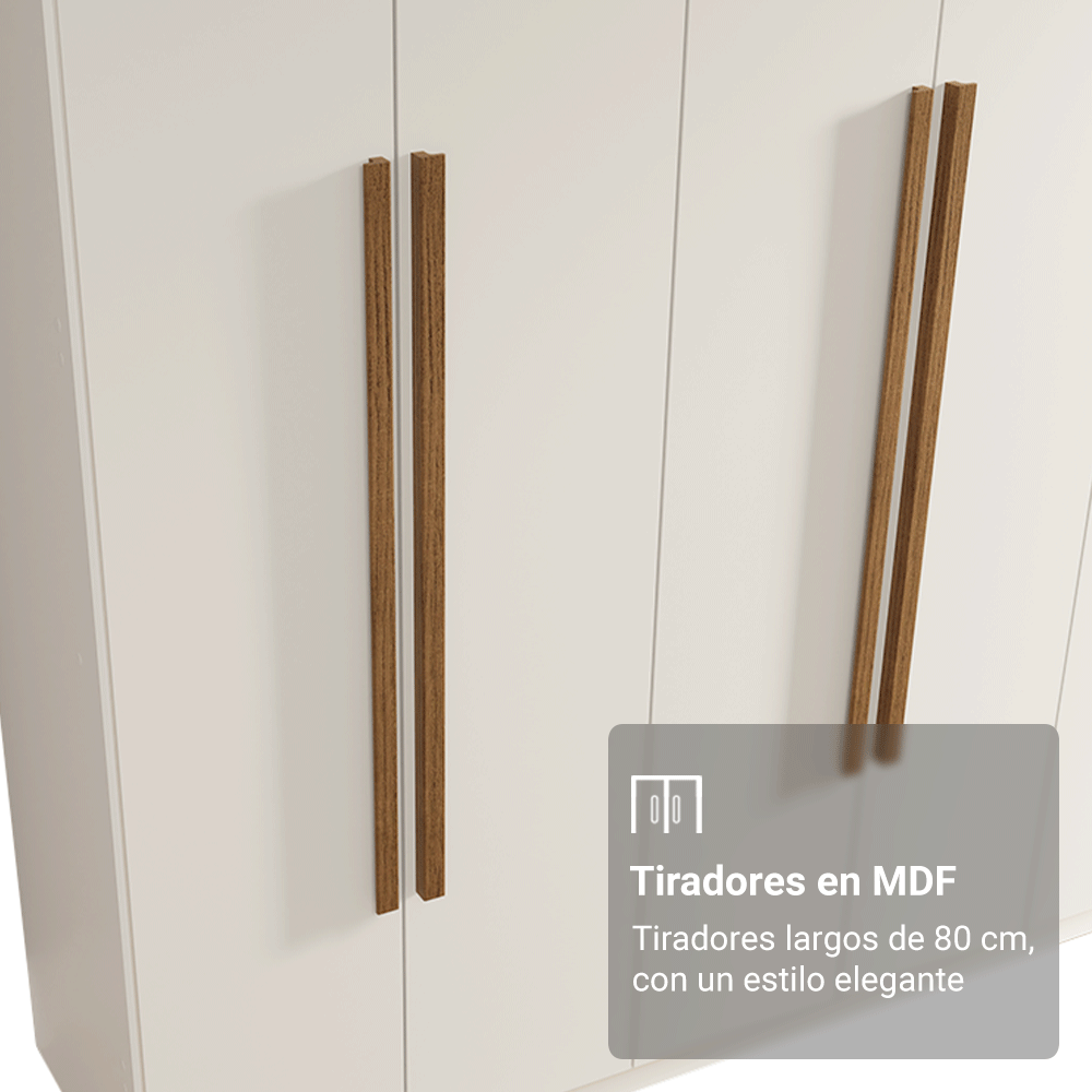 Closet Venus 6 Puertas 4 Cajones 2 Barrales Blanco