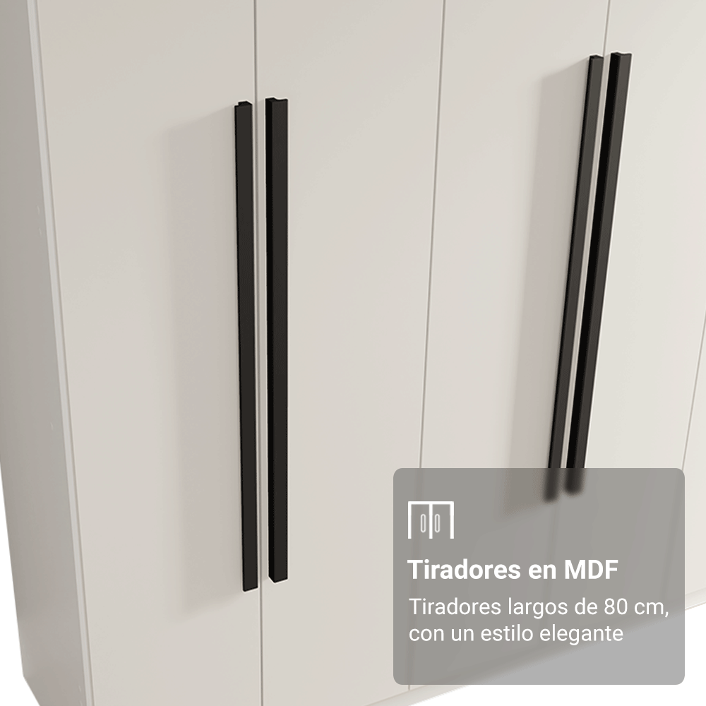 Closet Venus 6 Puertas 4 Cajones 2 Barrales Blanco