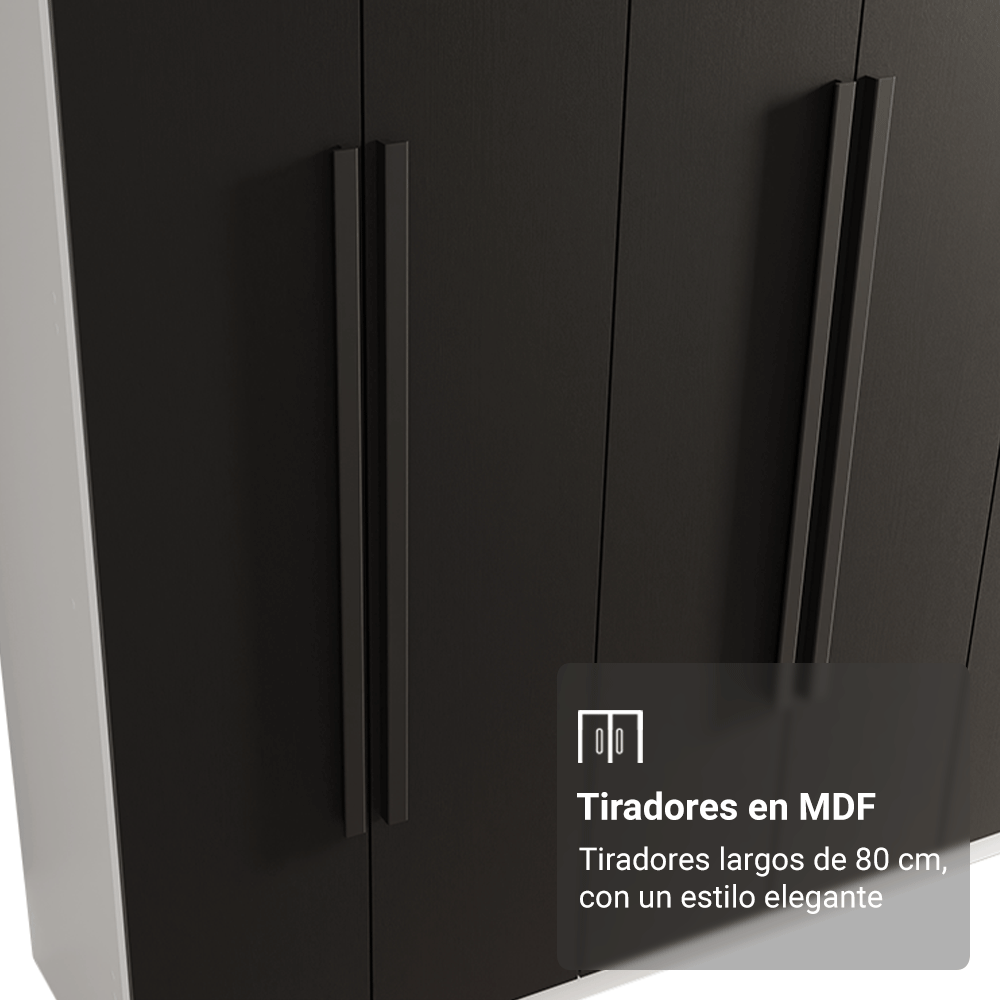 Closet Venus 6 Puertas 4 Cajones 2 Barrales BlancoNegro
