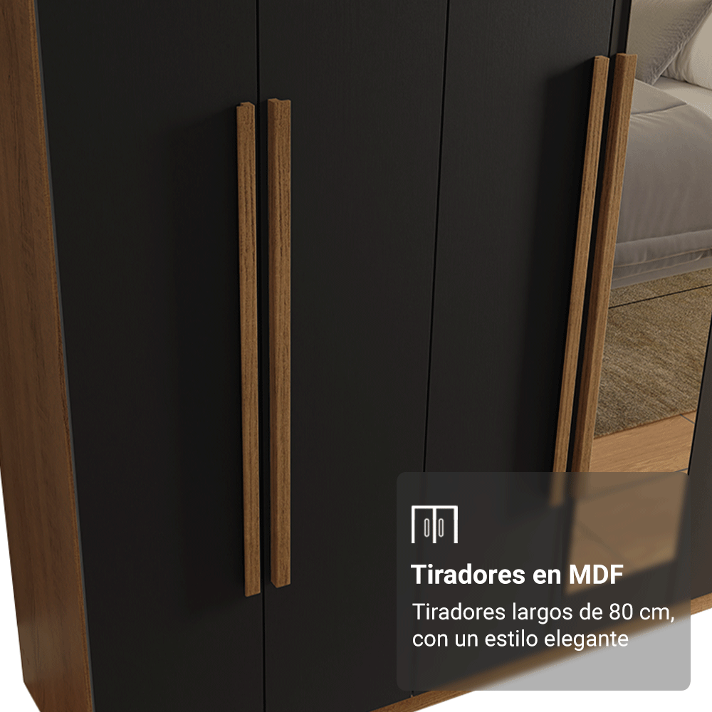 Closet Venus 8 Puertas 4 Cajones 2 Espejos MarrónNegro