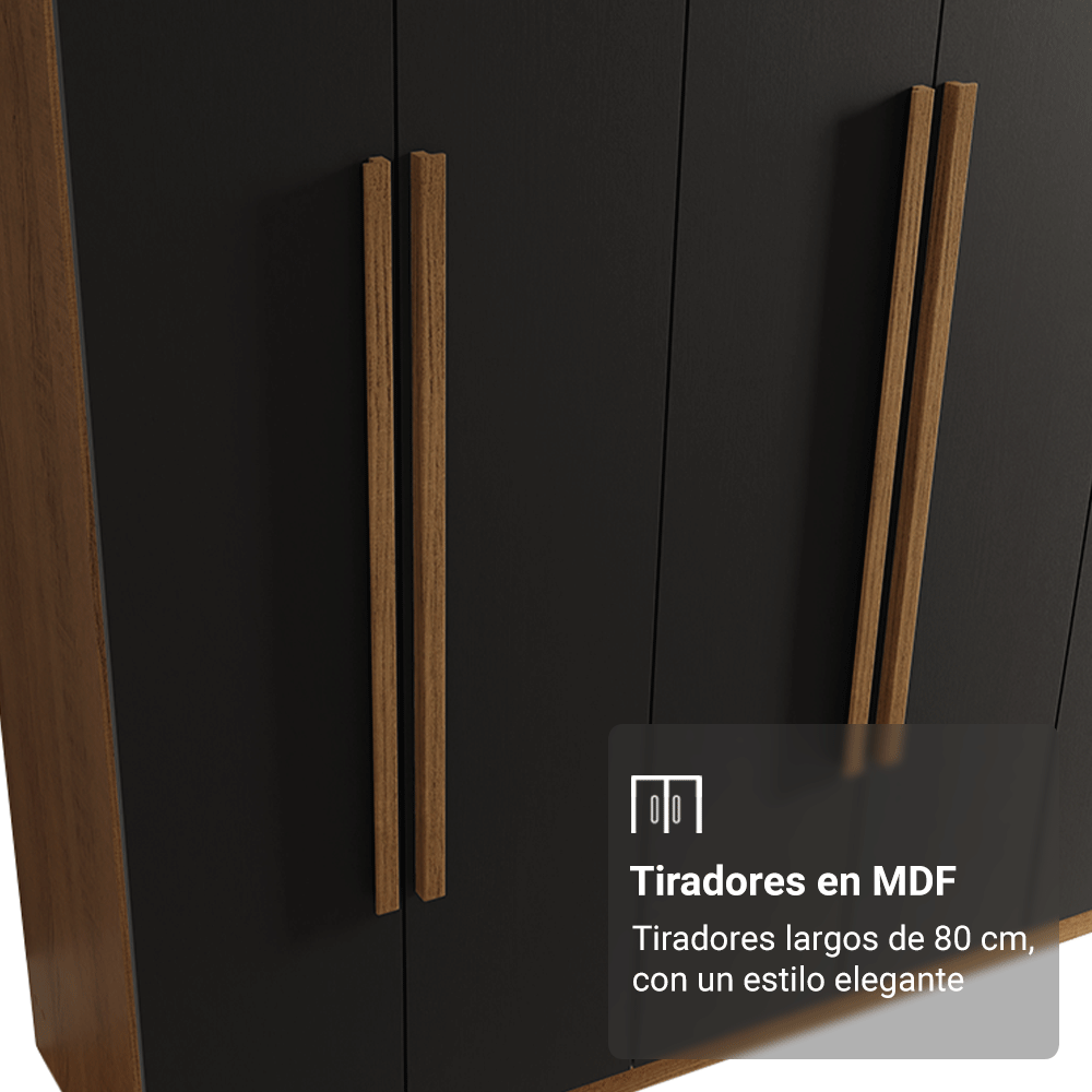 Closet Venus 8 Puertas 4 Cajones 2 Barrales MarrónNegro
