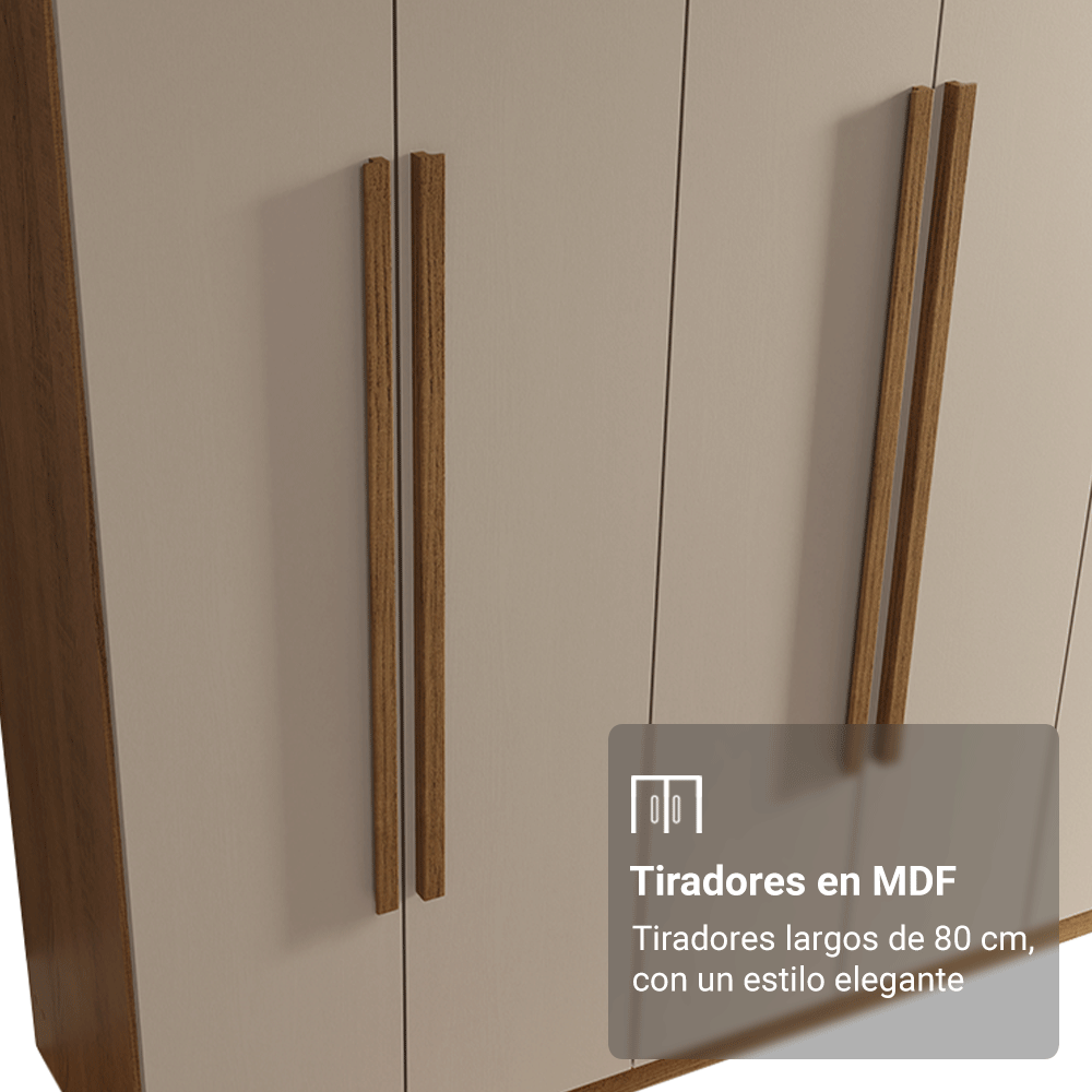 Closet Venus 8 Puertas 4 Cajones 2 Barrales MarrónCrema