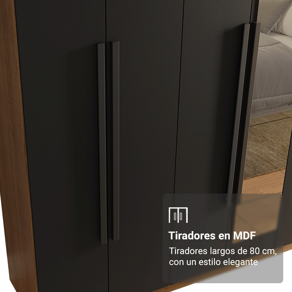 Closet Venus 8 Puertas 4 Cajones 2 Espejos MarrónNegro