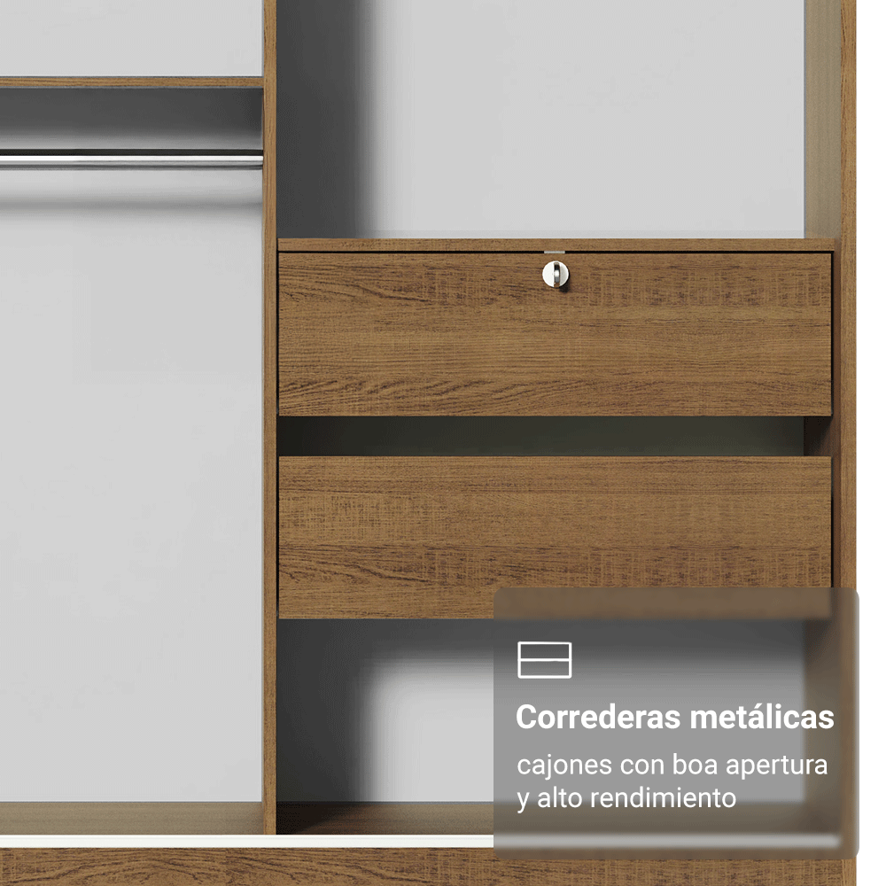 Closet Max 2 Puertas Corredizas con Espejos Marrón 183 cm x 119 cm x 54 cm