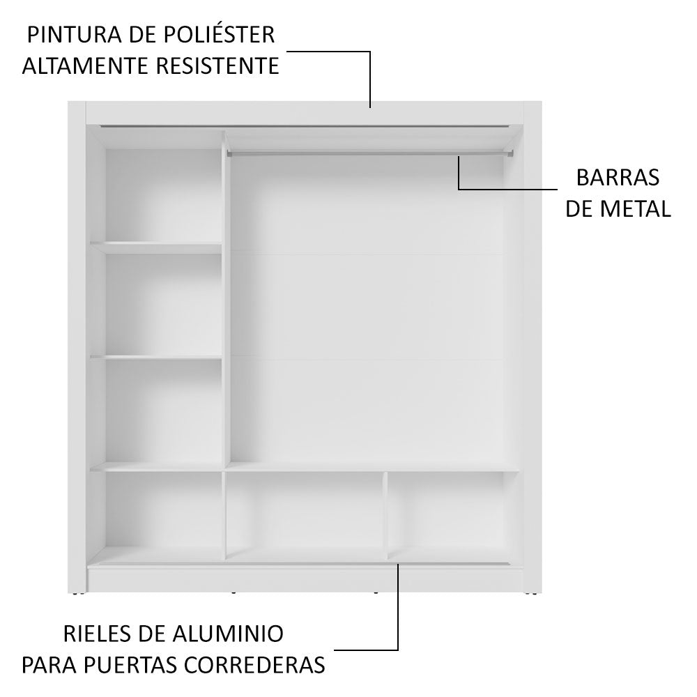 Closet Nobre 3 Puertas Corredizas 1 Espejo