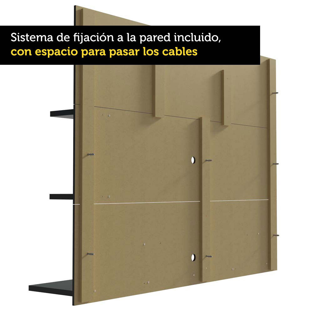 Centro de Entretenimiento Panel para TV Alfa Hasta 60 Pulgadas Negro