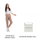 Mesa de Noche 50 cm con 2 Cajones Blanco Madesa