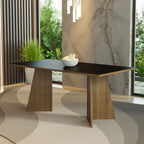 Mesa de Comedor Rectangular 8 Puestos MarrónNegro