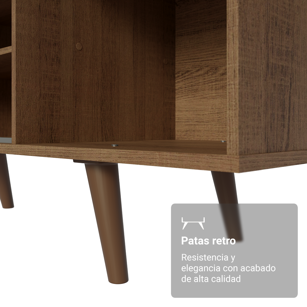 Centro de Entretenimiento Mesa para TV Dubai Hasta 65 Pulgadas Marrón/Blanco (Patas Marrón)